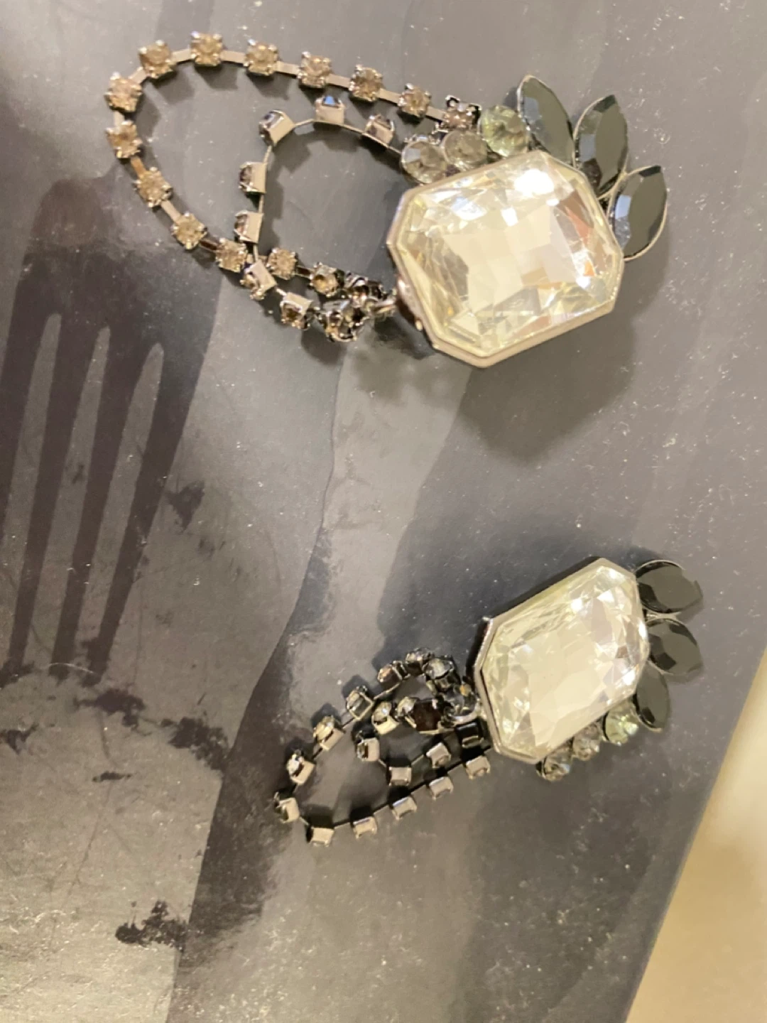 Clear Rhinestone Chain Drop Earrings