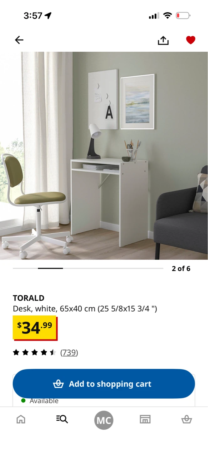 IKEA TORALD Desk - White