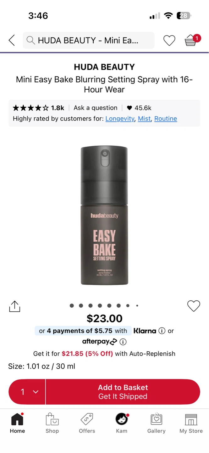 HUDA BEAUTY Mini Easy Bake Setting Spray