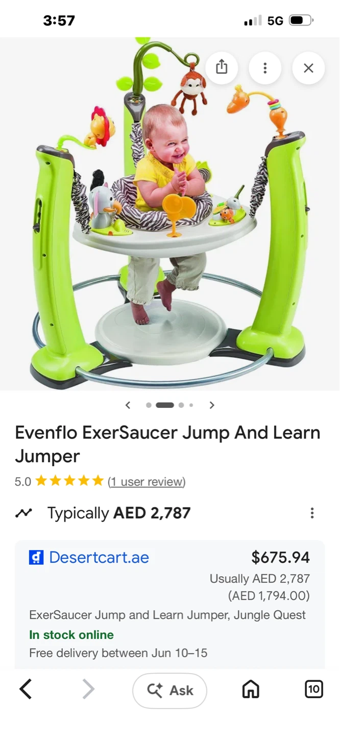 Evenflo ExerSaucer Jump and Learn Jumper - Jungle Quest