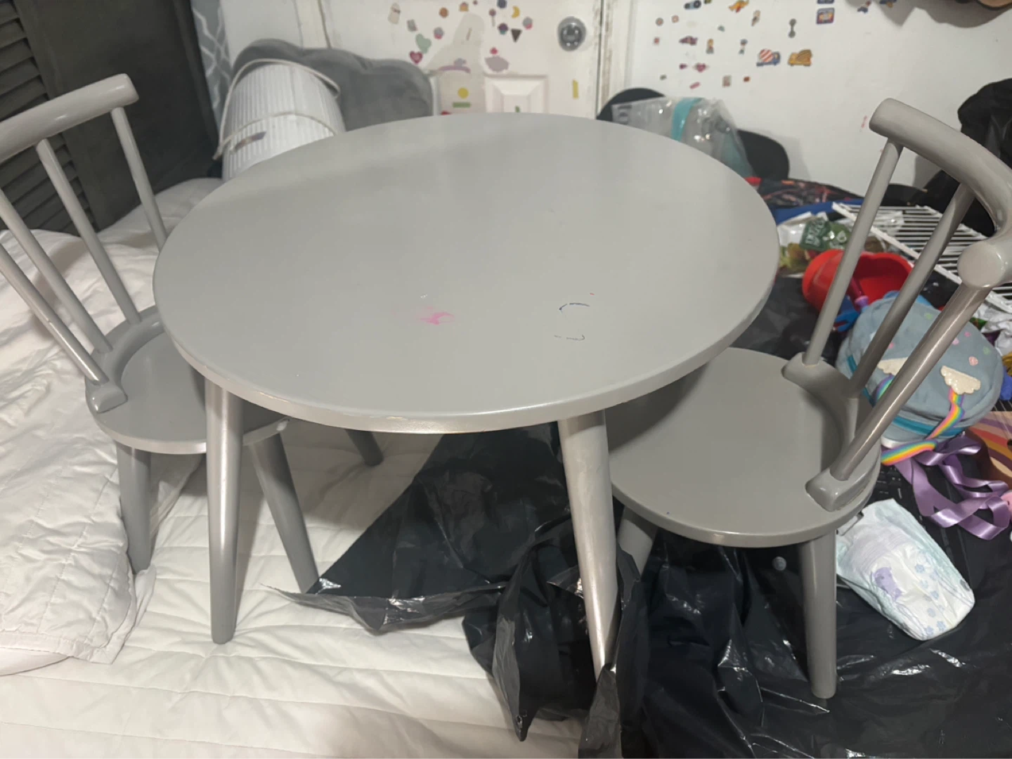 Gray Kids Table and 2 Chairs Set