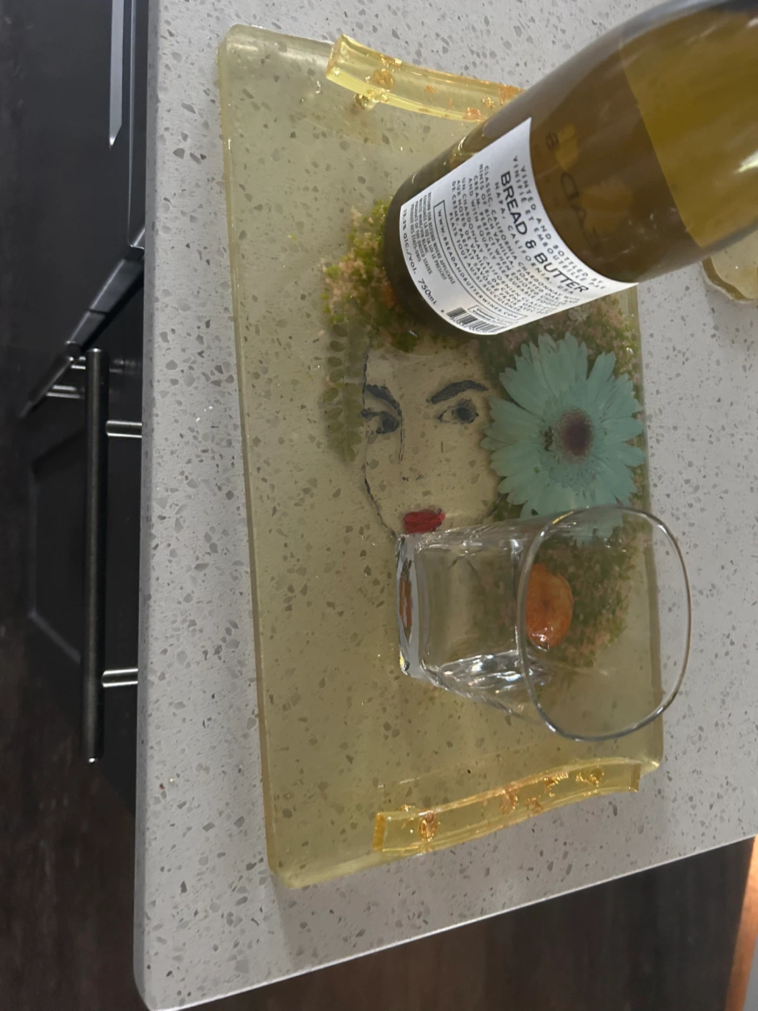 Resin Tray with Pressed Flowers and Butterfly Design