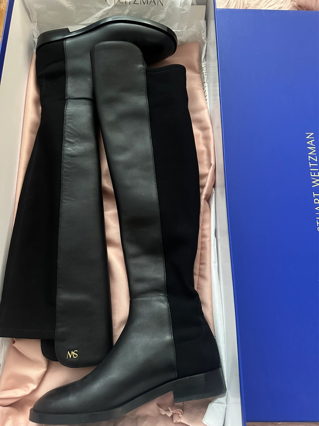 Stuart Weitzman Black Leather & Suede Boots