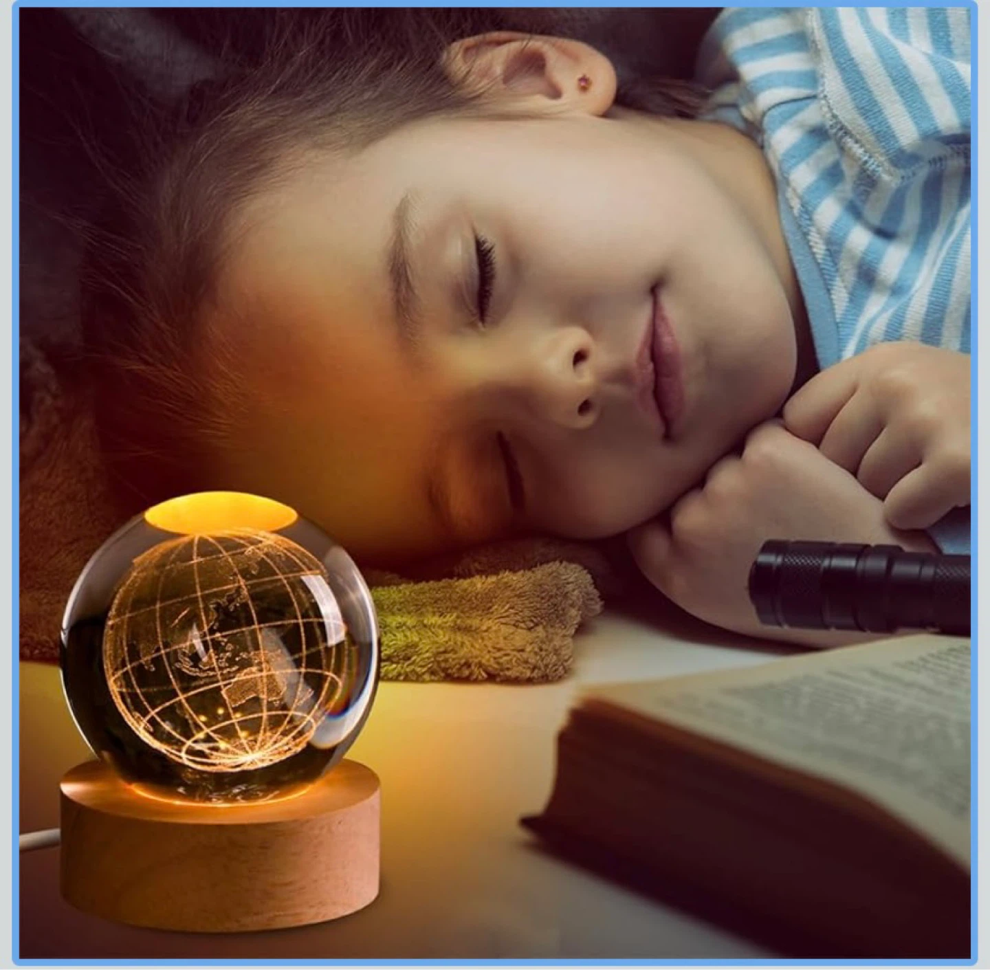 New LED Laser Engraved Crystal Ball Earth Globe Nightlight - photo 2
