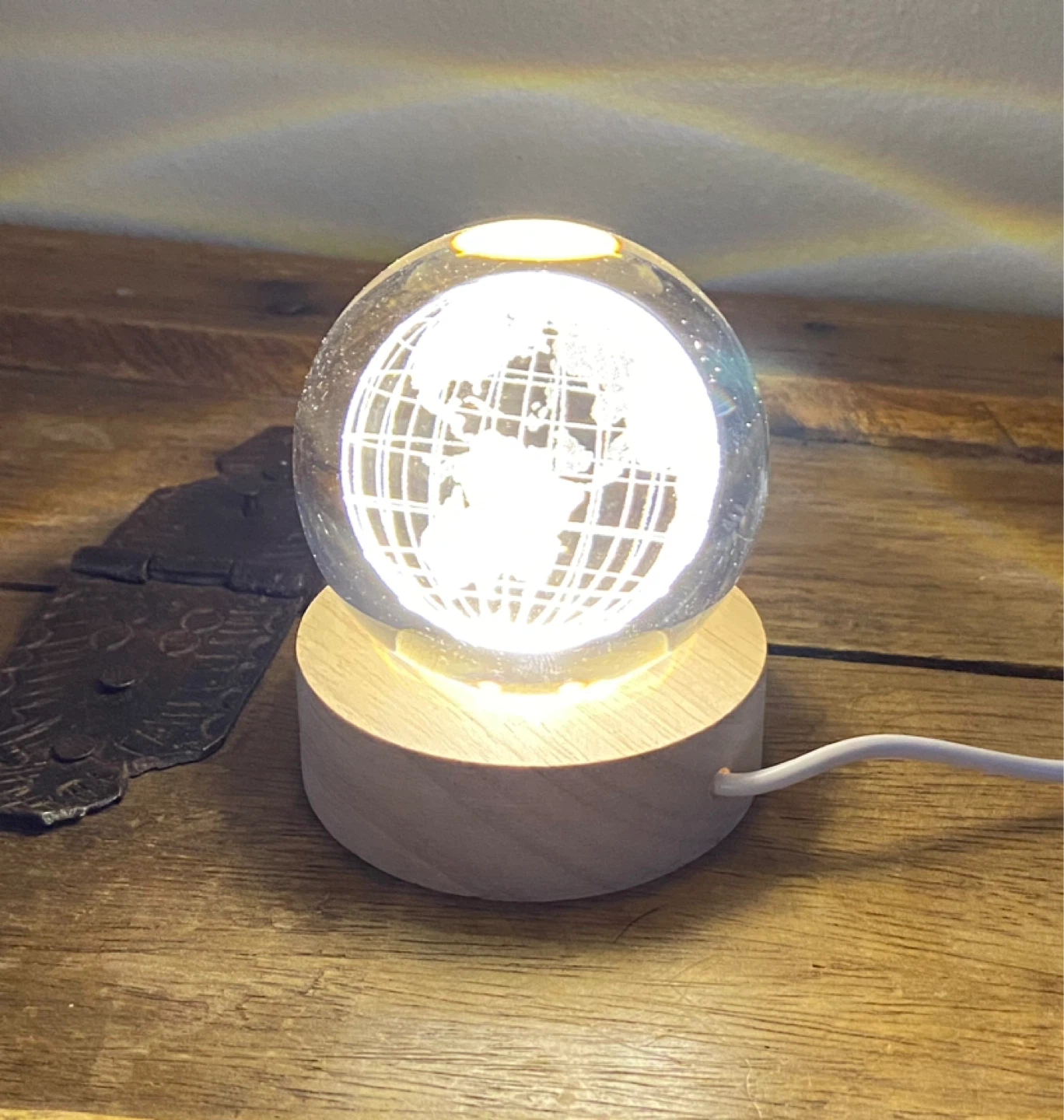 New LED Laser Engraved Crystal Ball Earth Globe Nightlight - photo 5