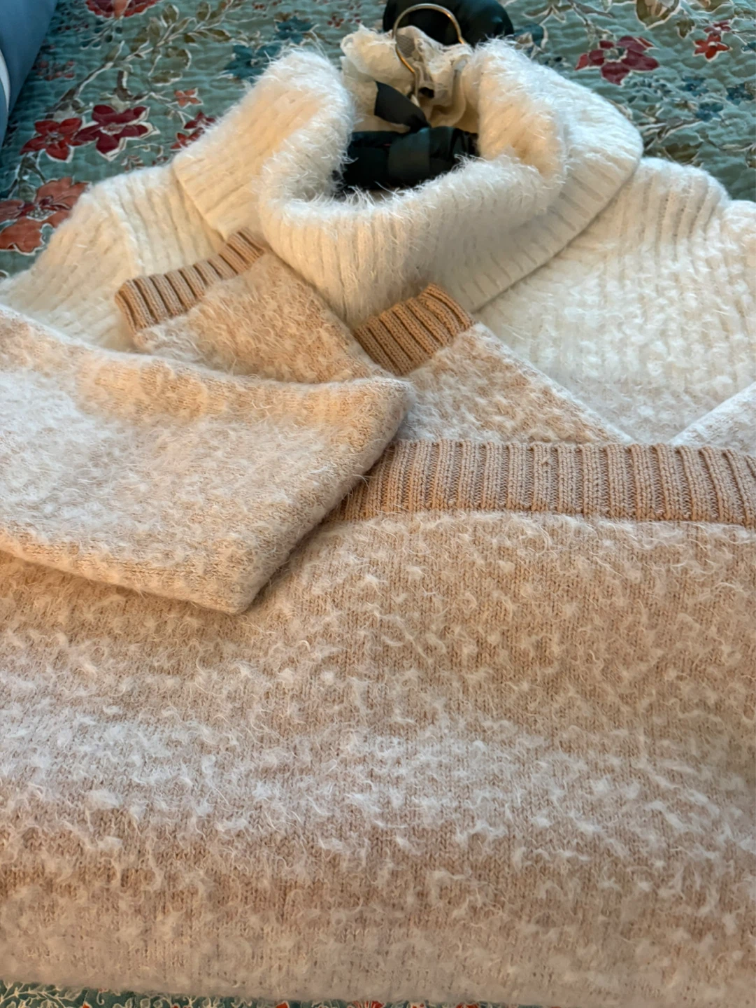 Calvin Klein Women's Cream Fuzzy Turtleneck Sweater - photo 3