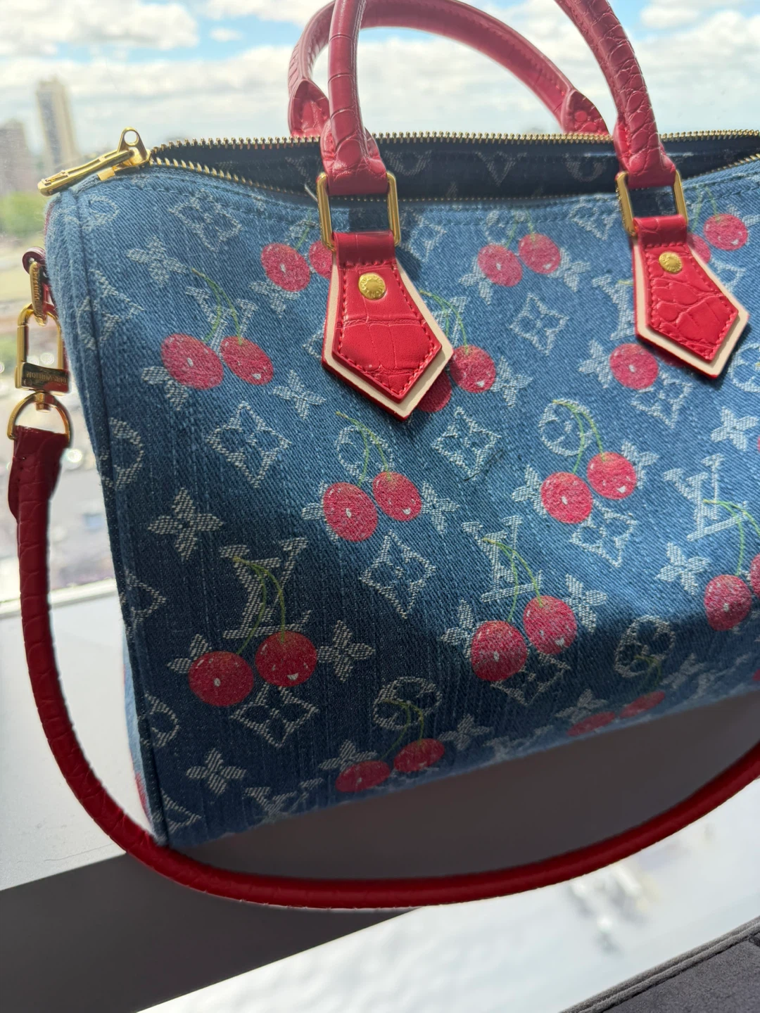 Louis Vuitton Speedy Cherry Blossom Denim Bag