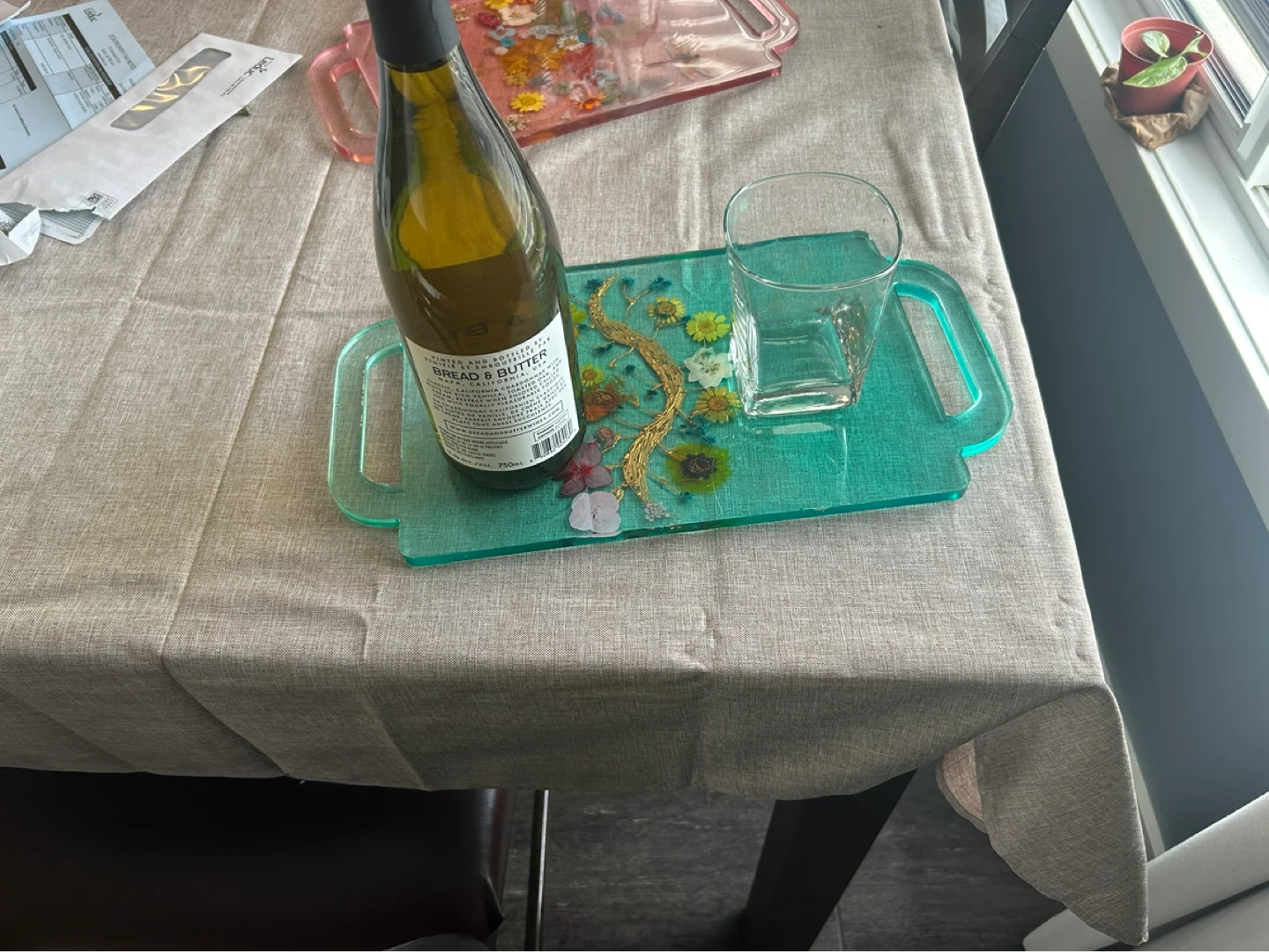 Decorative Resin Serving Tray with Flowers and Butterfly - photo 2