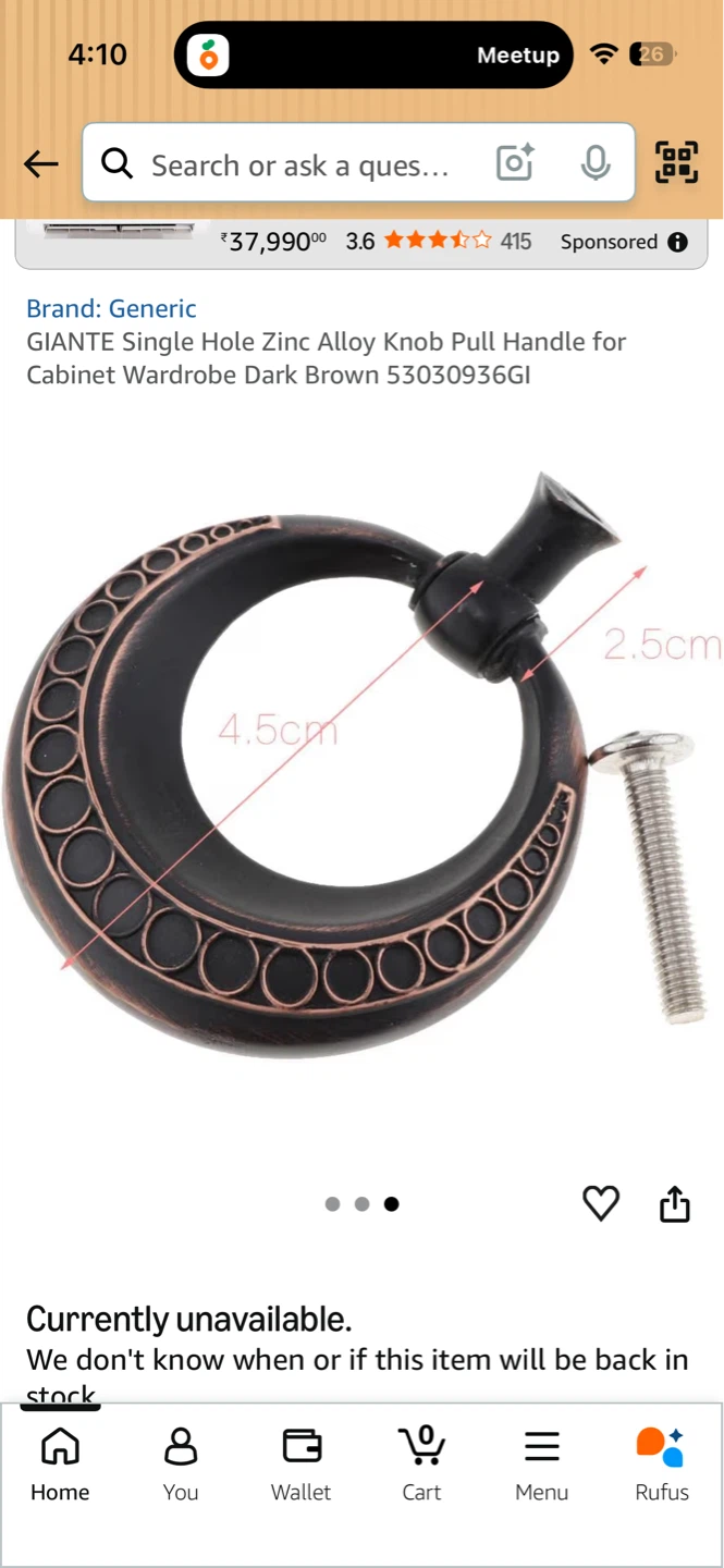 GIANTE Single Hole Zinc Alloy Knob Pull Handle - photo 3