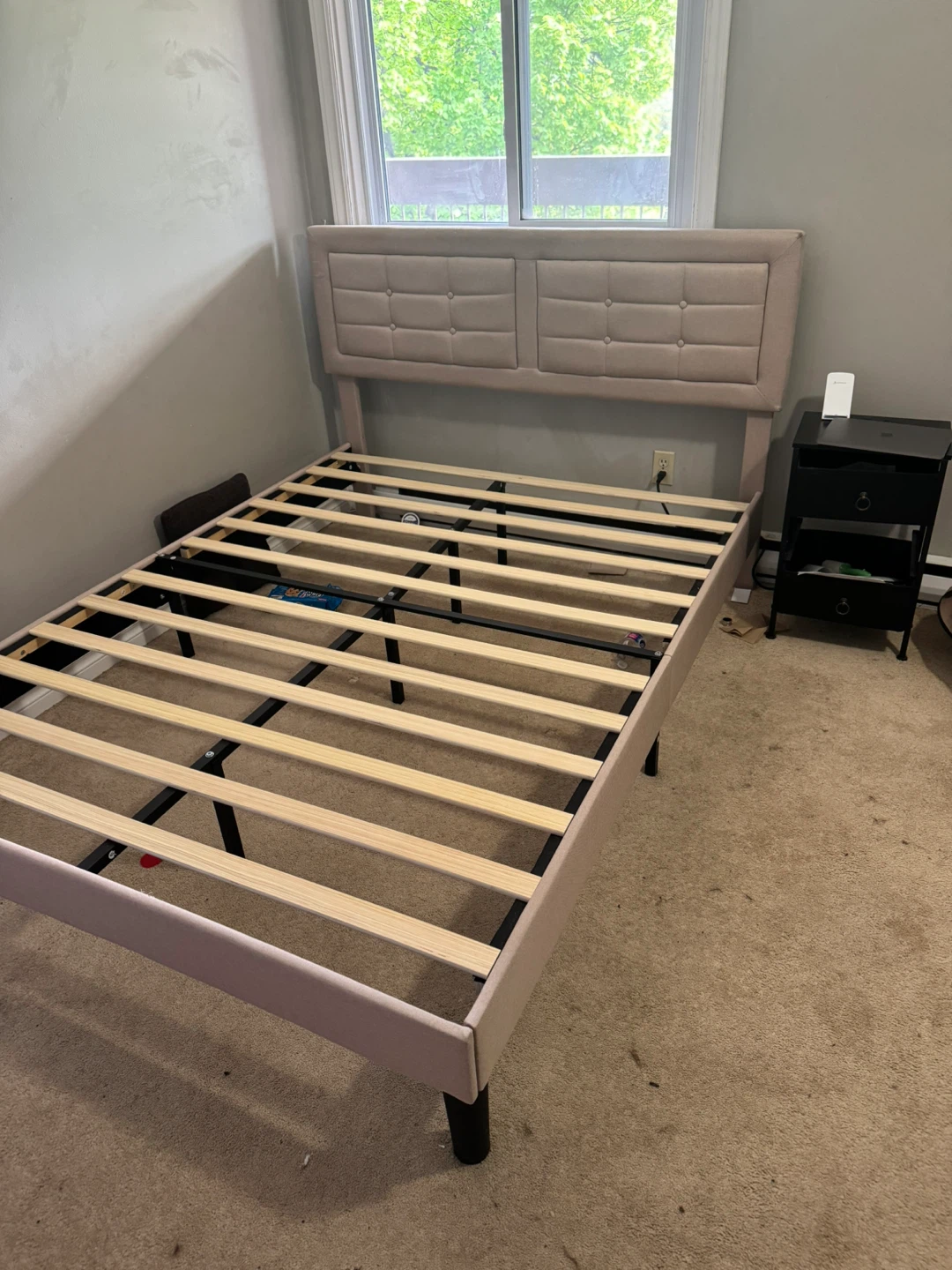 Upholstered Double Bed Frame and Mattress