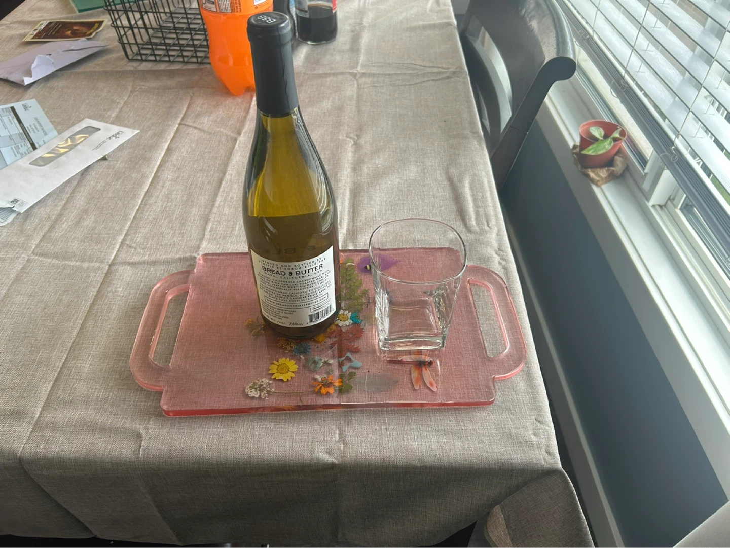Resin Tray with Dried Flowers and Dragonflies