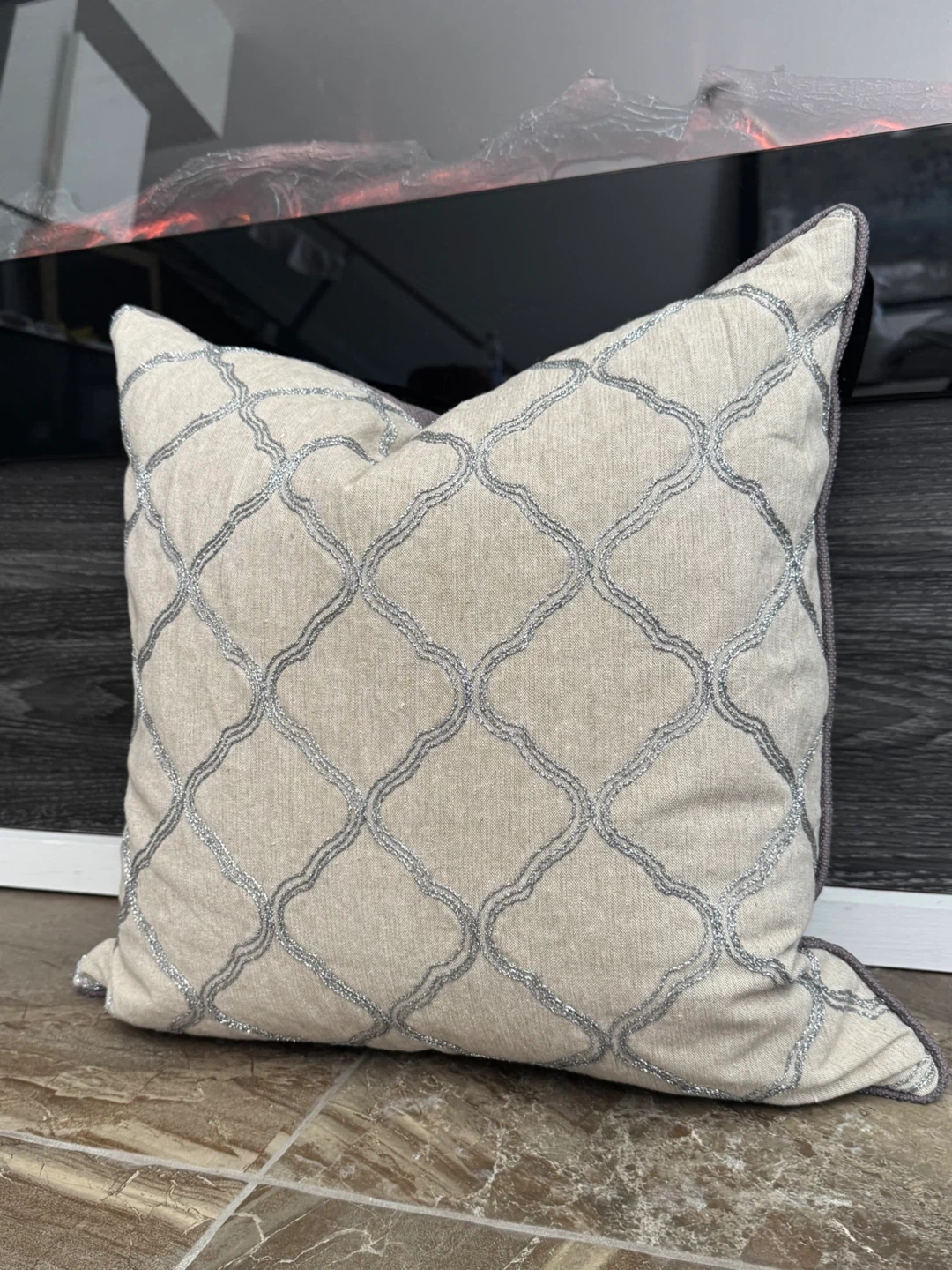 Pier 1 Accent Decor Pillows Set - Gold Silver Linen - photo 4