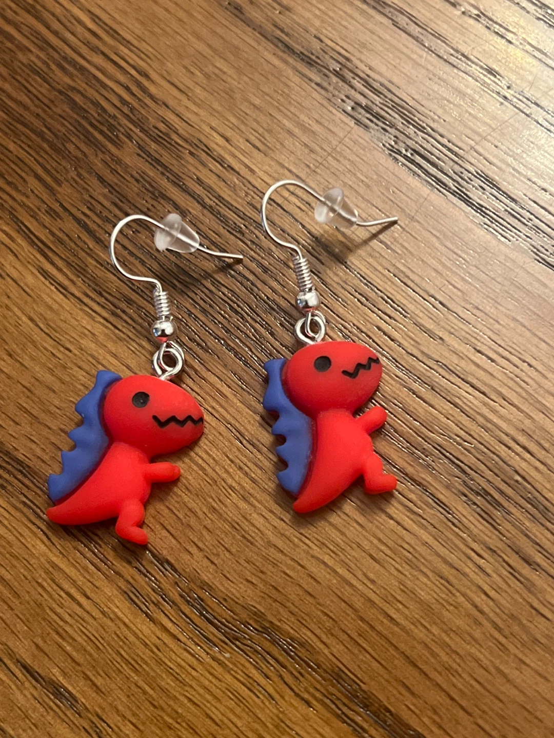 Red Dinosaur Dangle Earrings