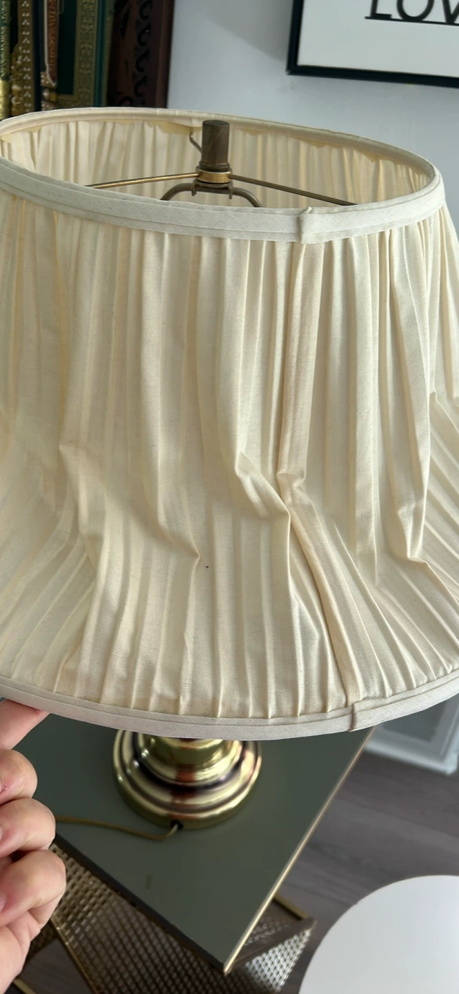 Brass Table Lamp with Cream Pleated Shade - photo 3