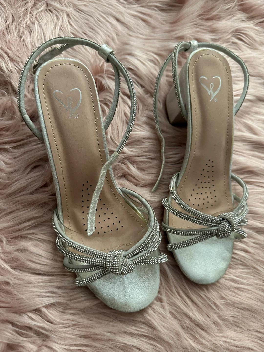 Women's Silver Sparkle Heeled Sandals