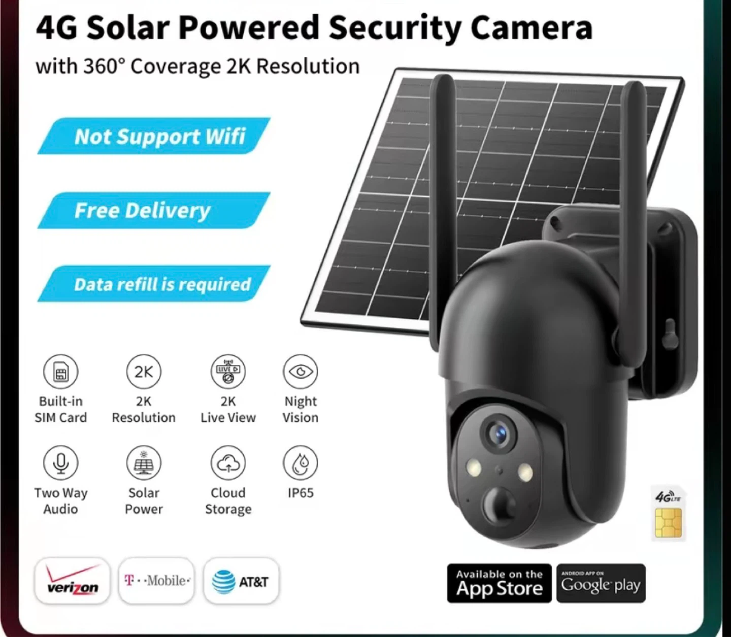 4G Solar Powered Security Camera - 2K Resolution - photo 2
