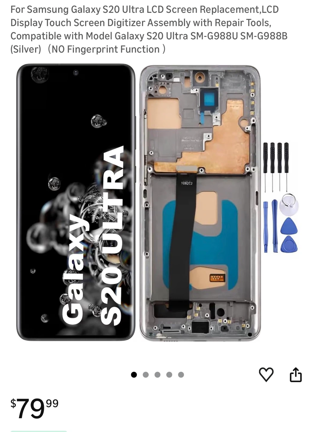 Samsung S20 Ultra LCD Screen Replacement (No fingerprint) Black - photo 5
