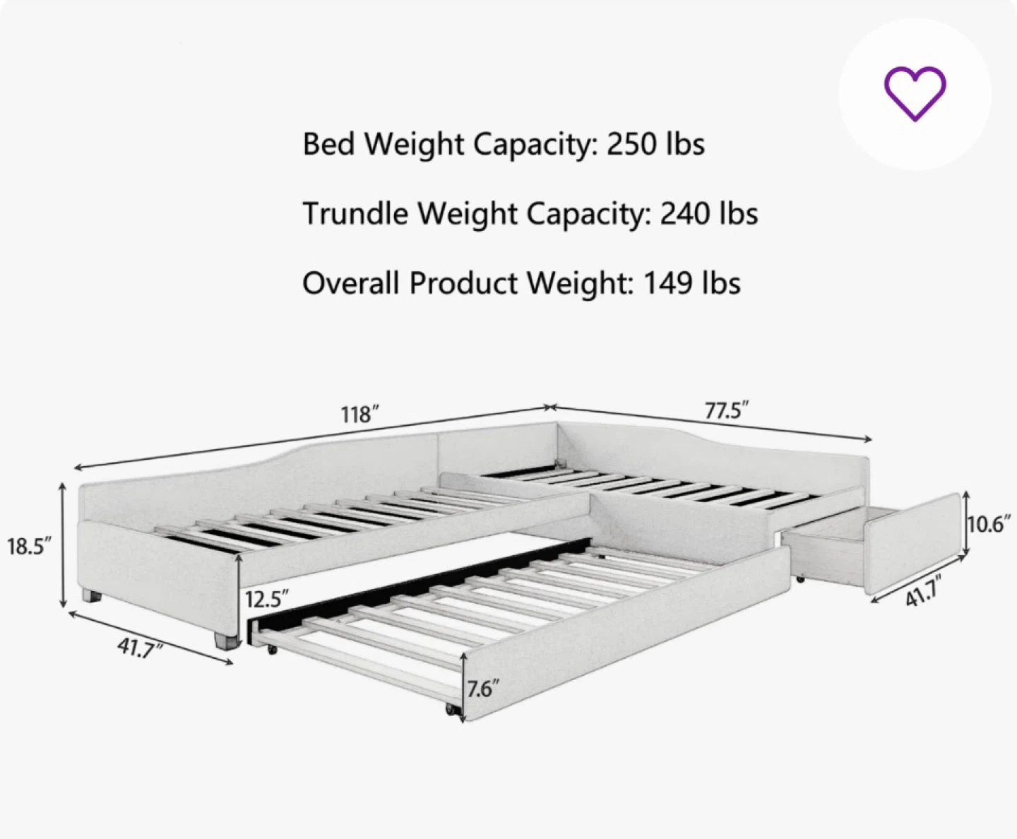 L-Shaped Sofa Bed with Trundle - photo 2