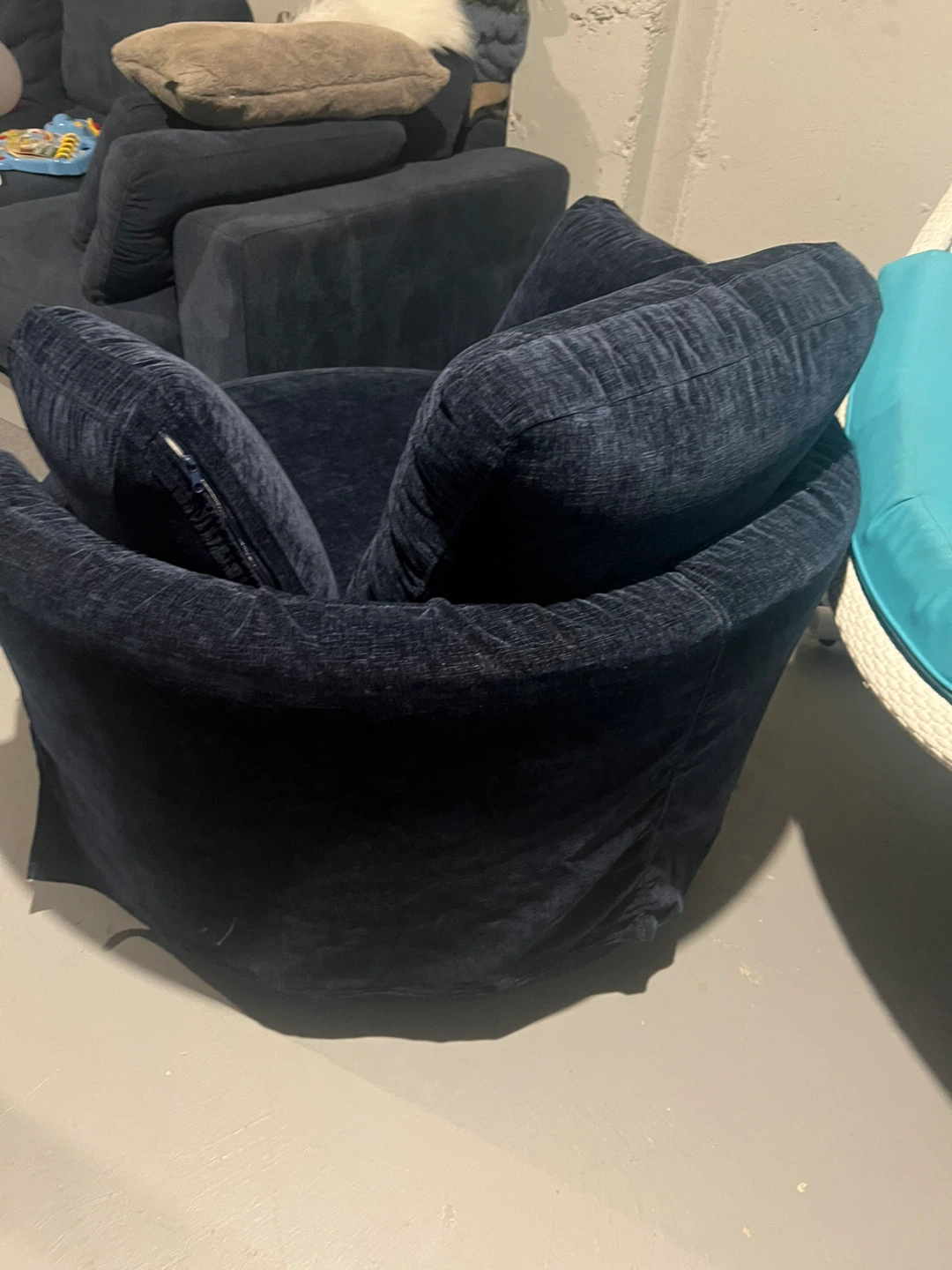 Dark Blue Swivel Chair - photo 3