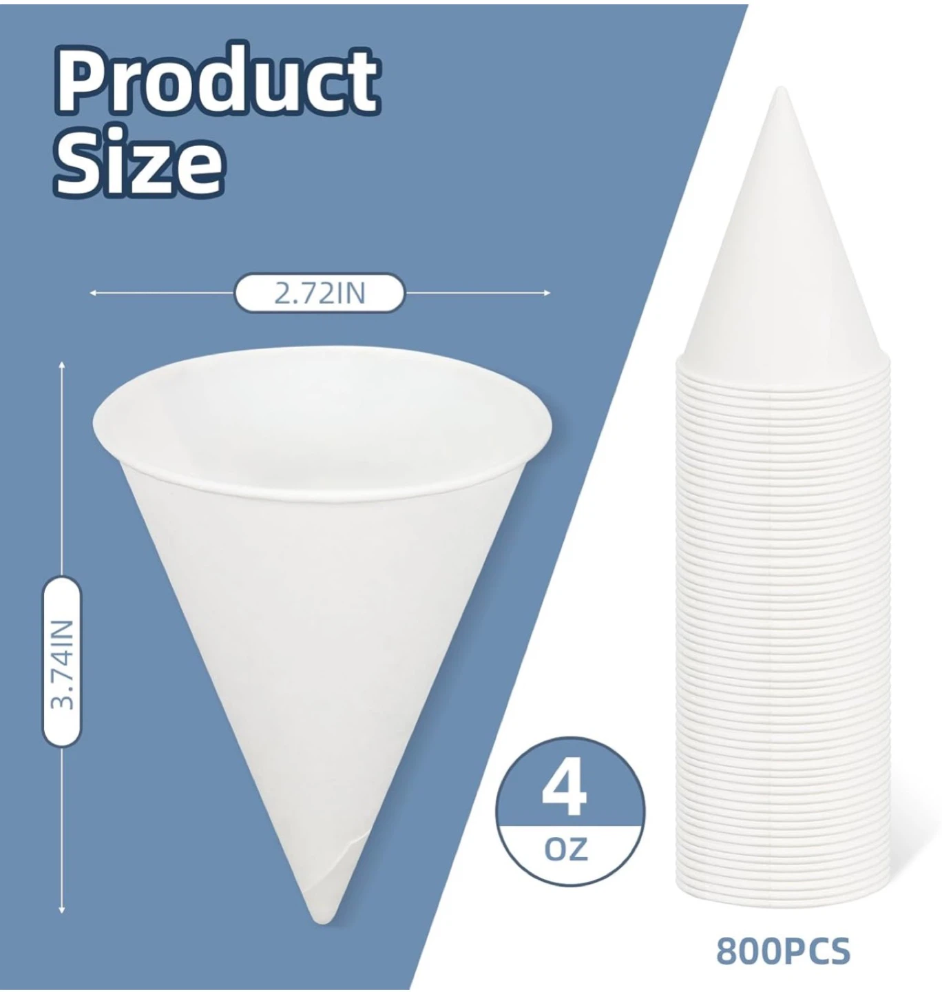 800 Pcs White Paper Cone Cups - photo 2