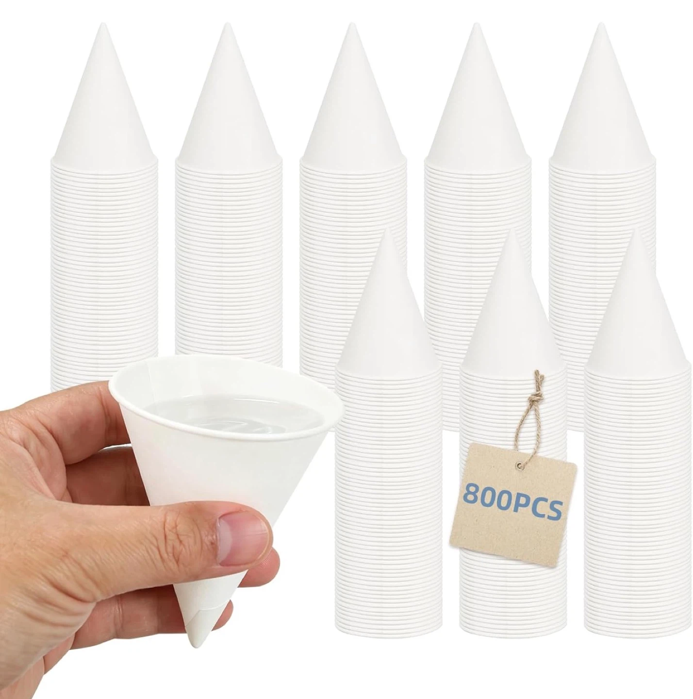 800 Pcs White Paper Cone Cups