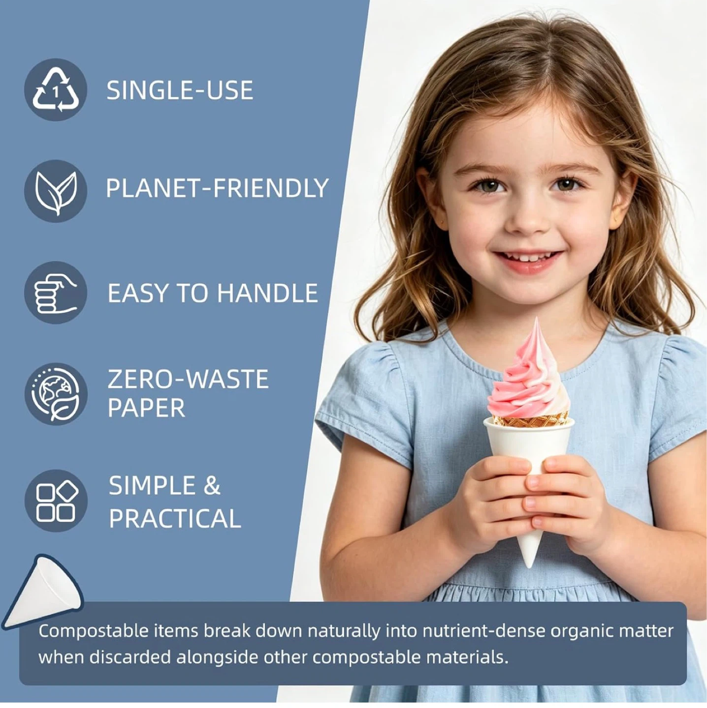 800 Pcs White Paper Cone Cups - photo 4