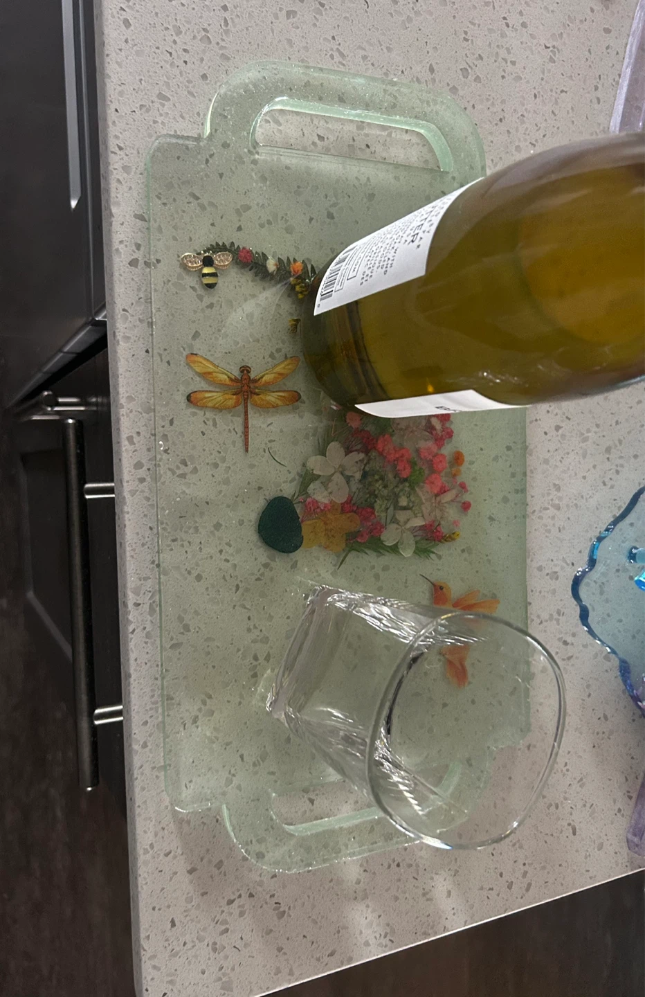 Resin Serving Tray with Dried Flowers and Insects