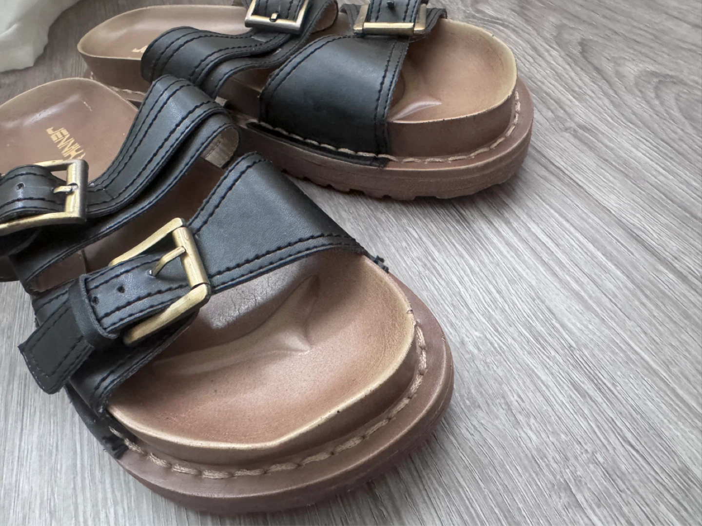 Jennika Black Double Strap Buckle Slides - photo 4