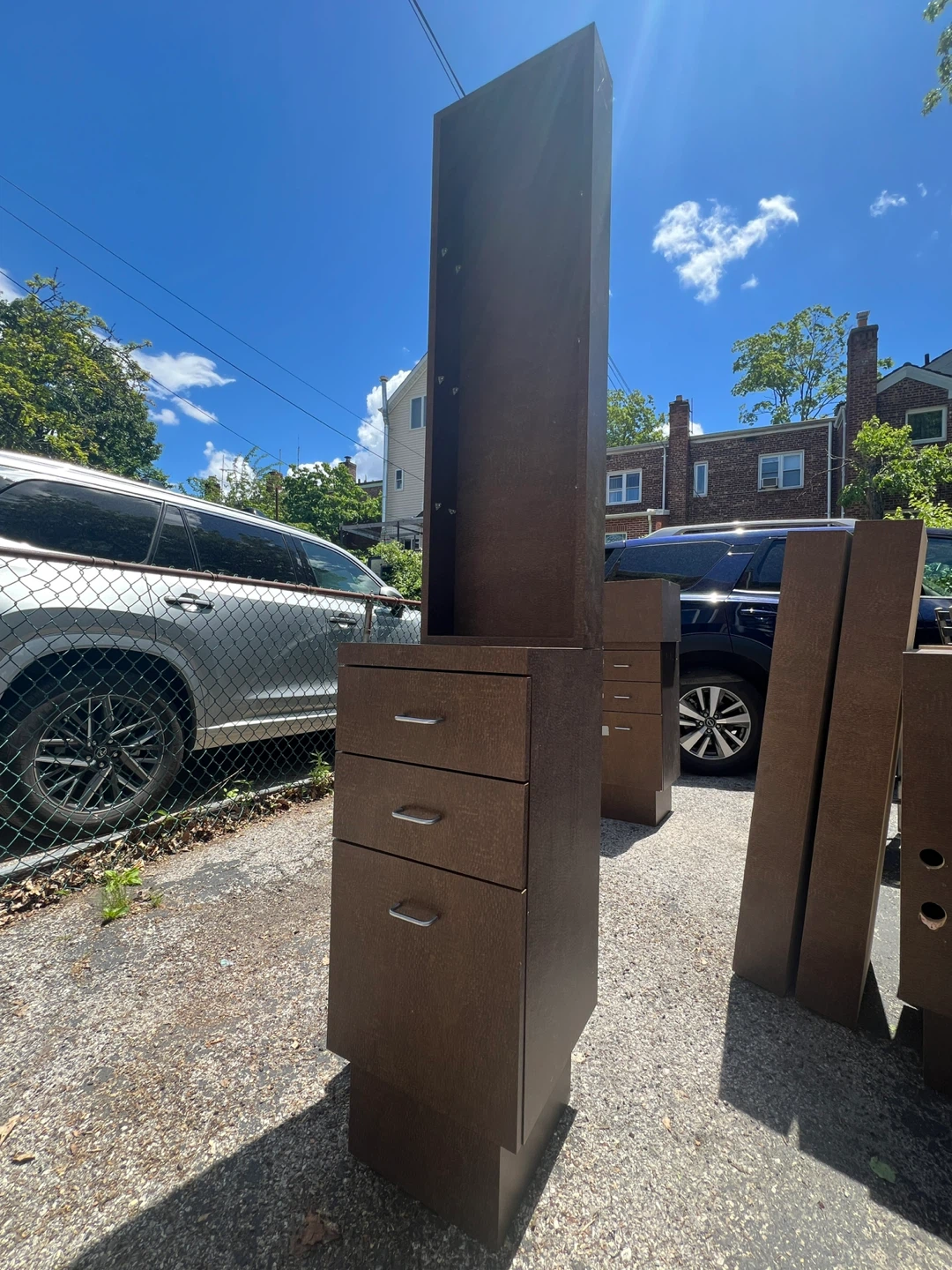 Brown cabinet with drawers