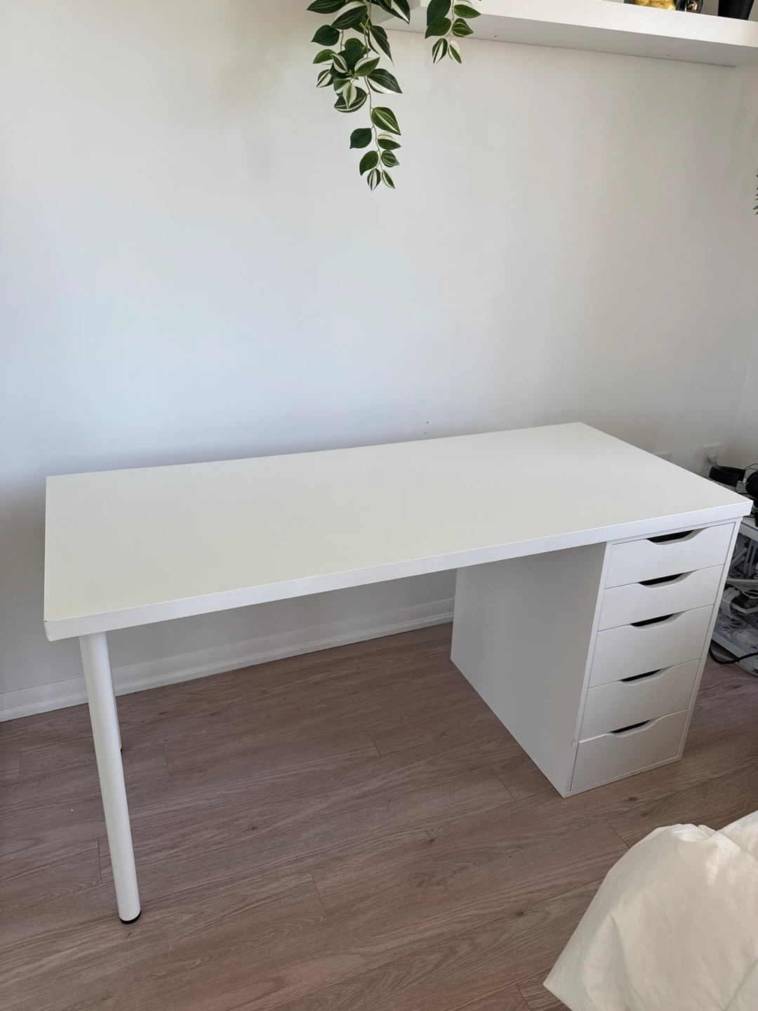 White IKEA desk with drawers