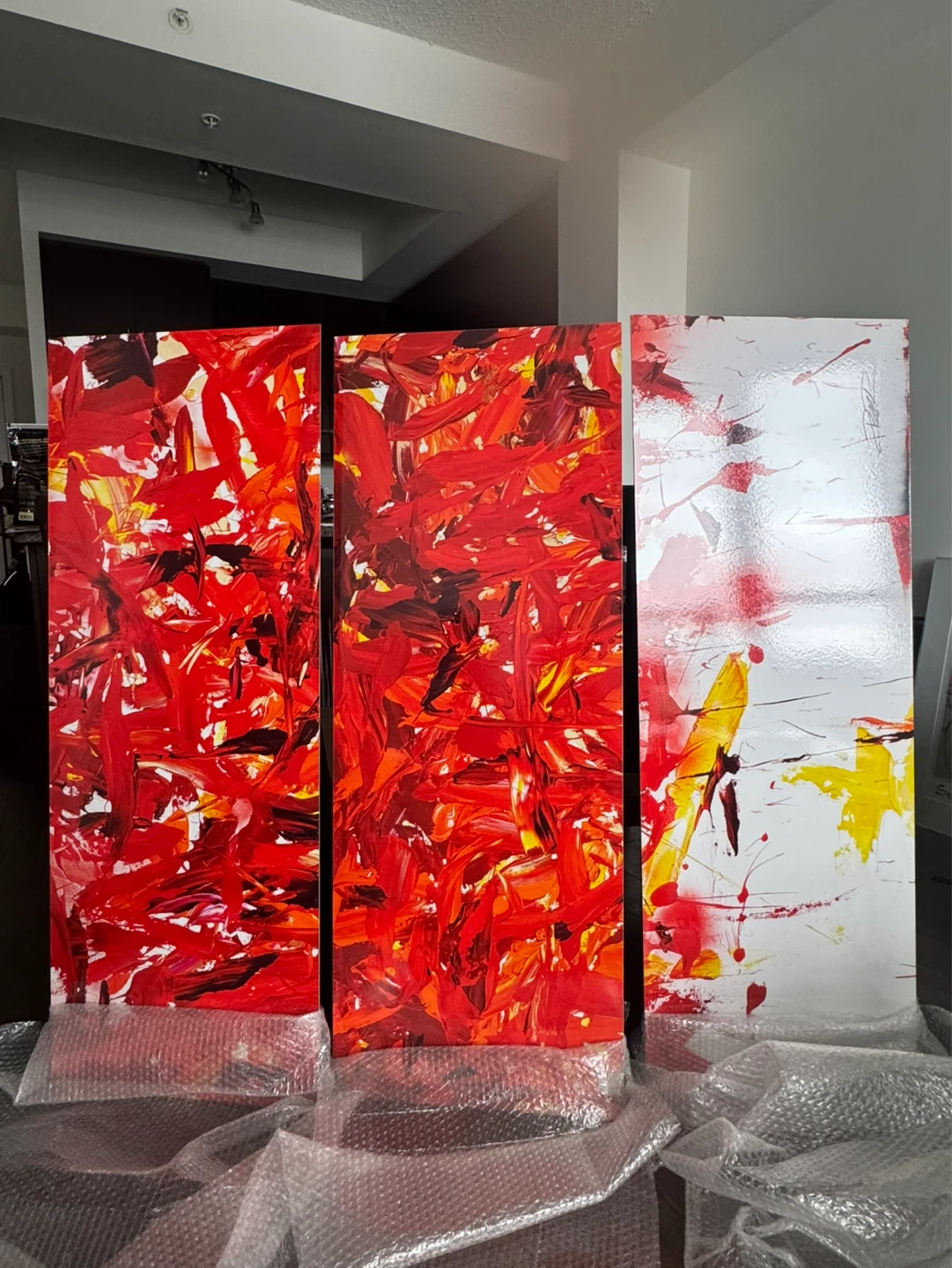 Abstract Wall painting with glass - photo 4