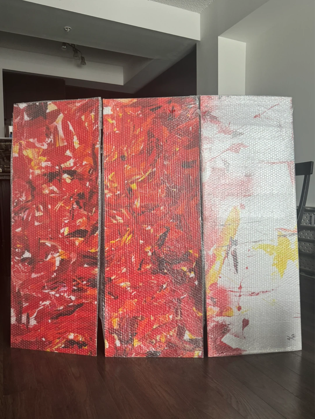 Abstract Wall painting with glass
