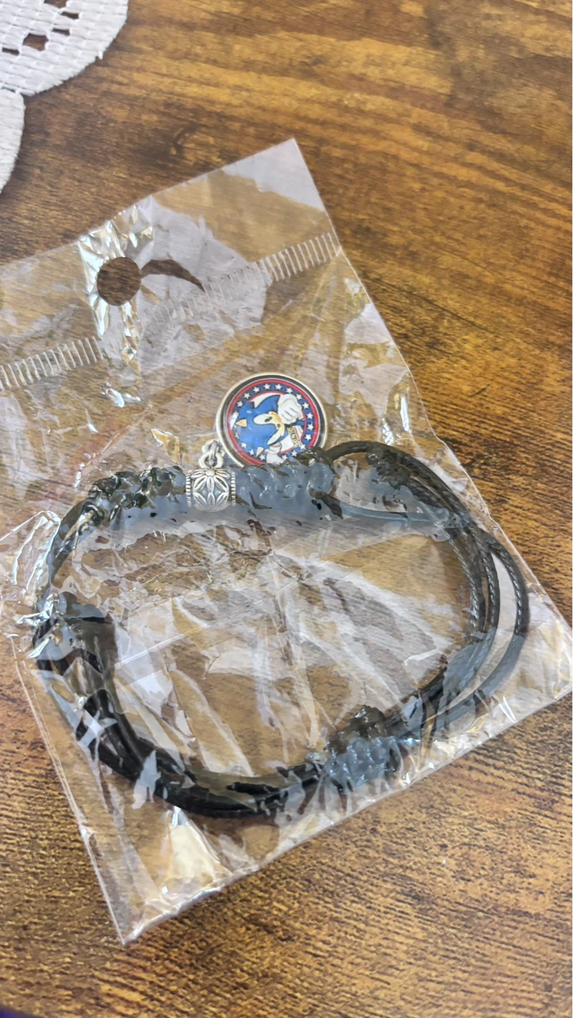 Black Cord Bracelet with Pendant