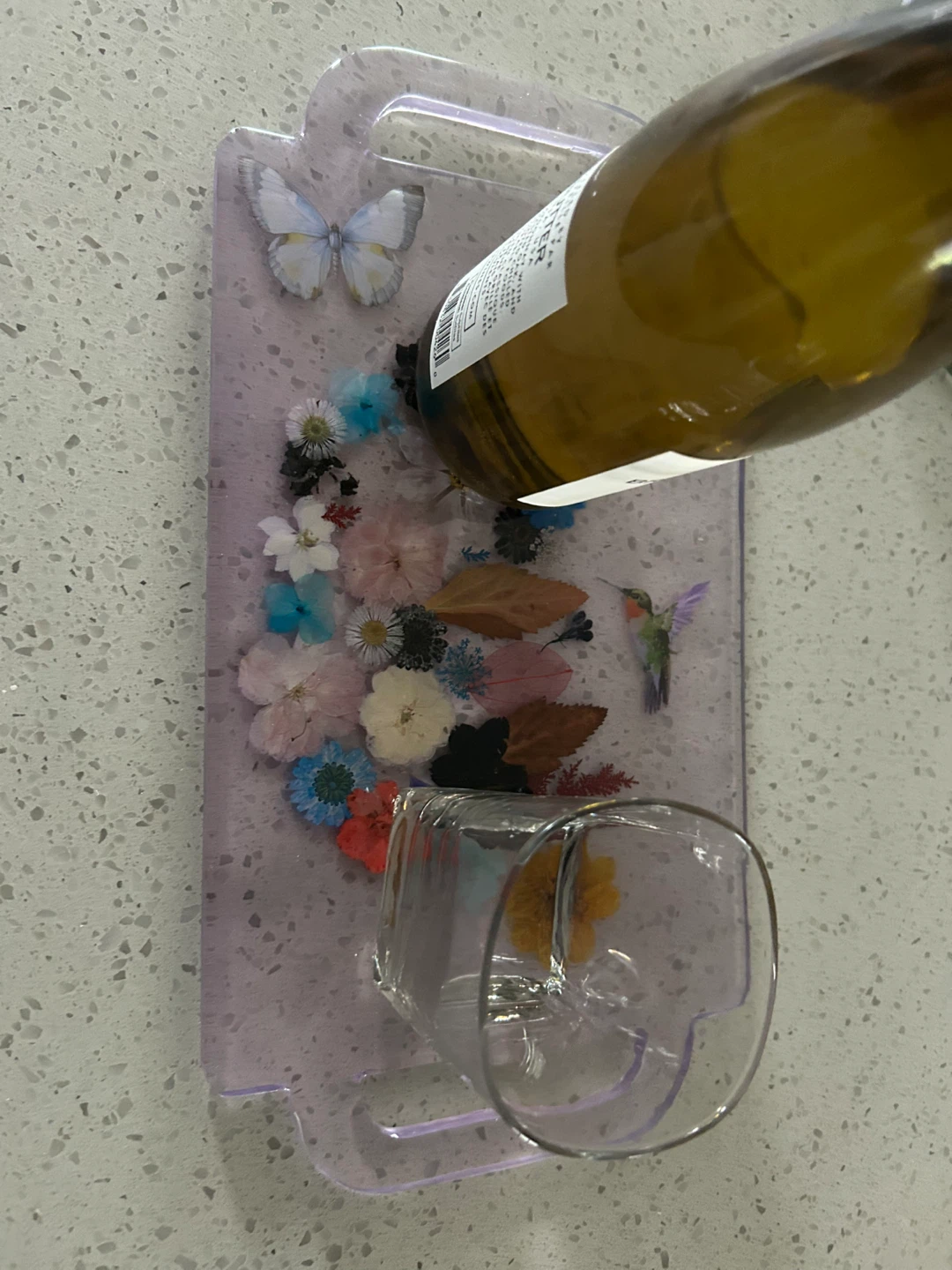 Resin Tray with Dried Flowers