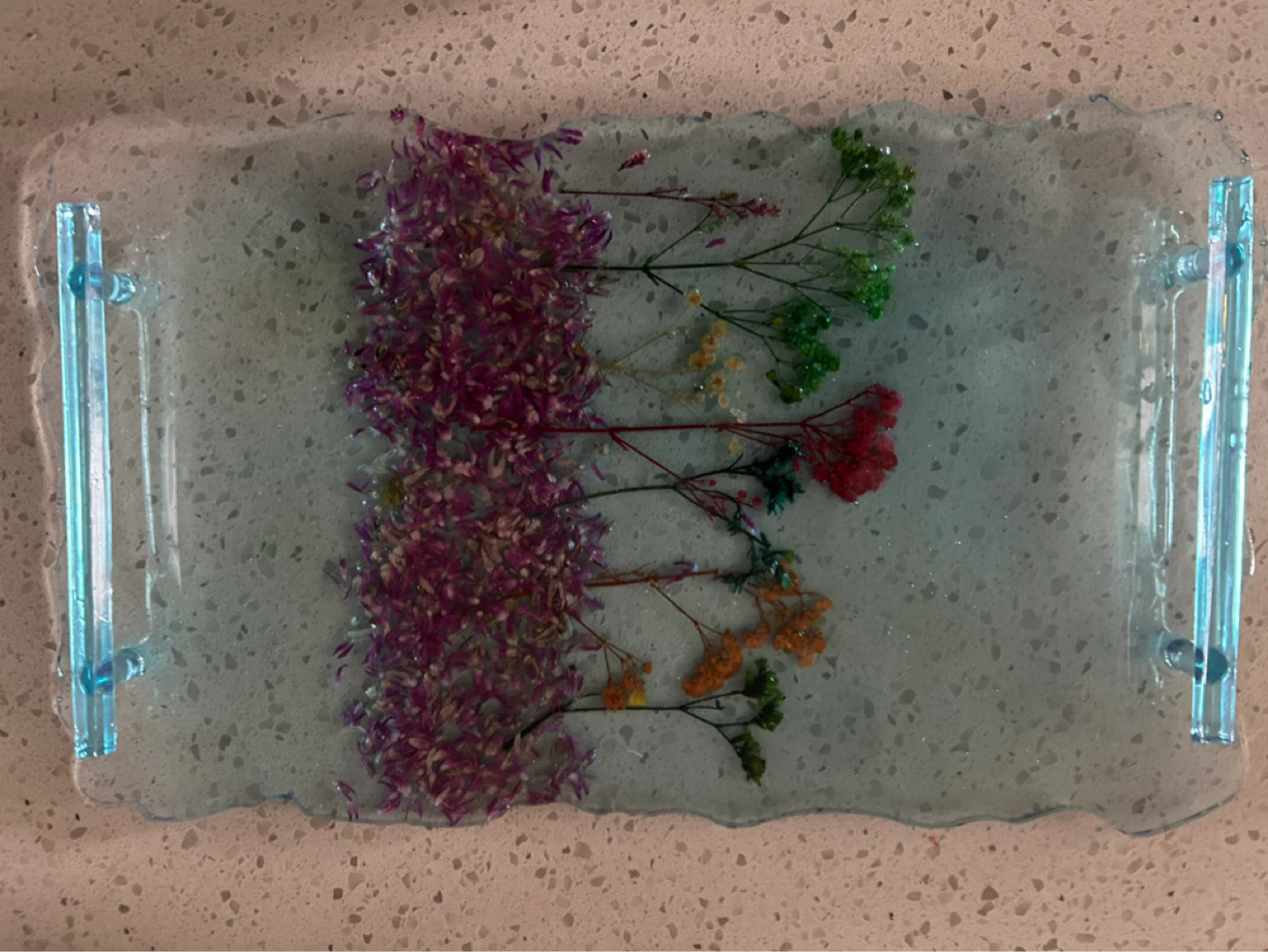 Resin Tray with Dried Flowers and Handles - photo 2