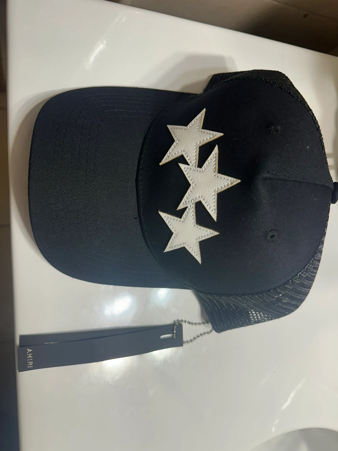 AMIRI Black Trucker Hat with White Stars - photo 3