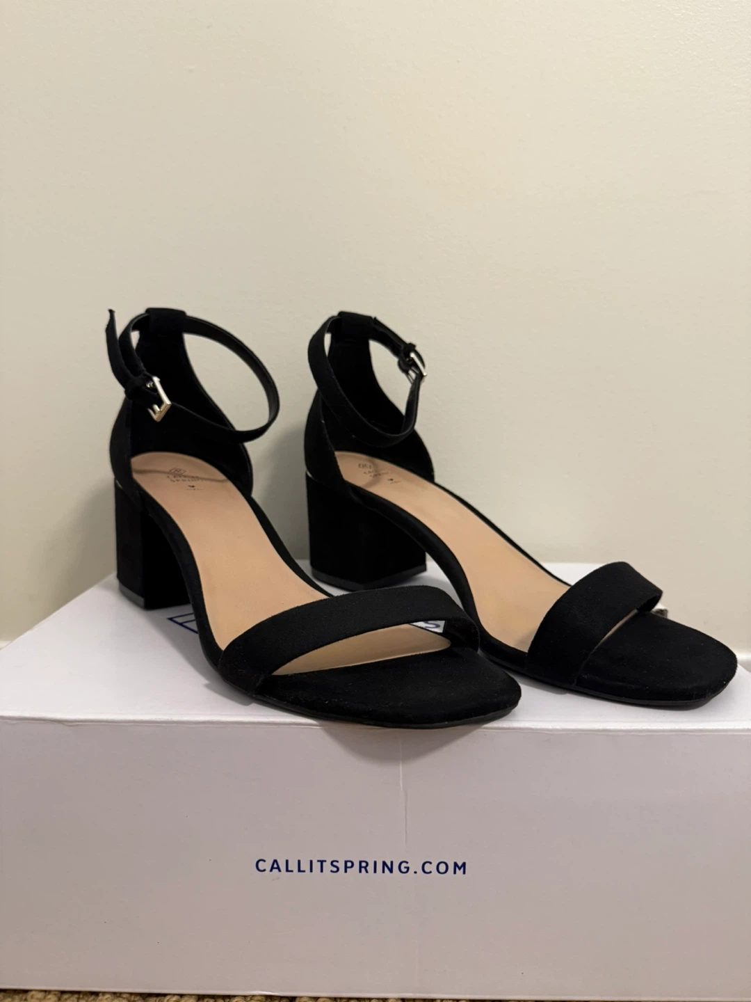 Call It Spring Black Block Heel Sandals