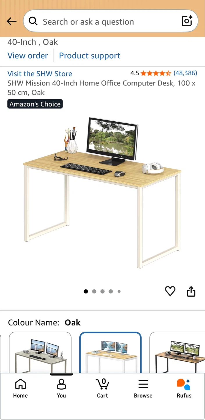 40-Inch Home Office Computer Desk - Oak - photo 2