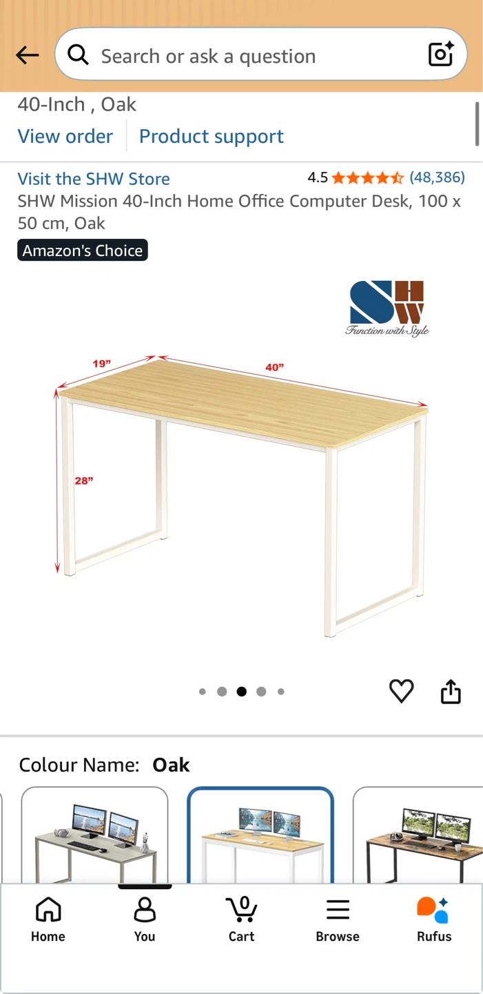 40-Inch Home Office Computer Desk - Oak