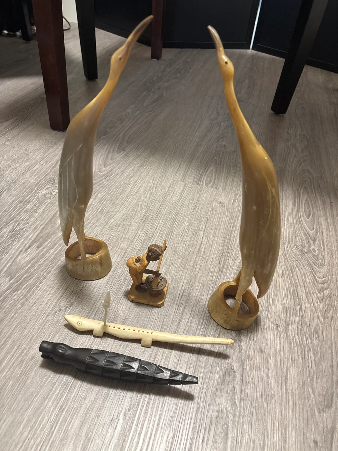 Detailed cranes, Carved Wooden Alligator Figurine