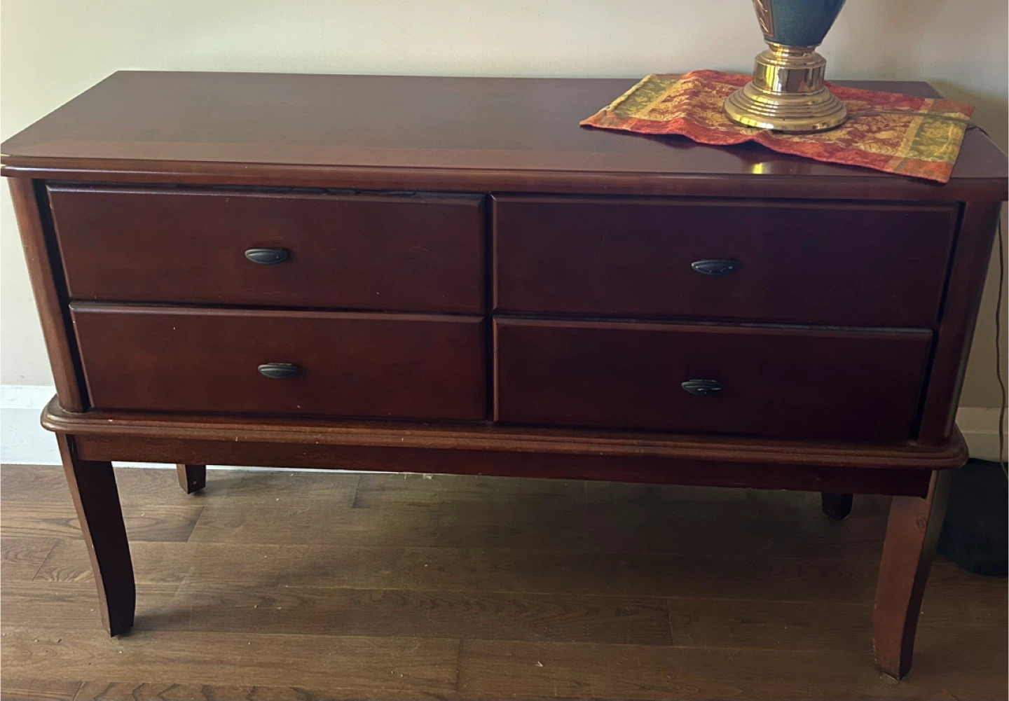 Dark Wood Hutch with 4 Drawers