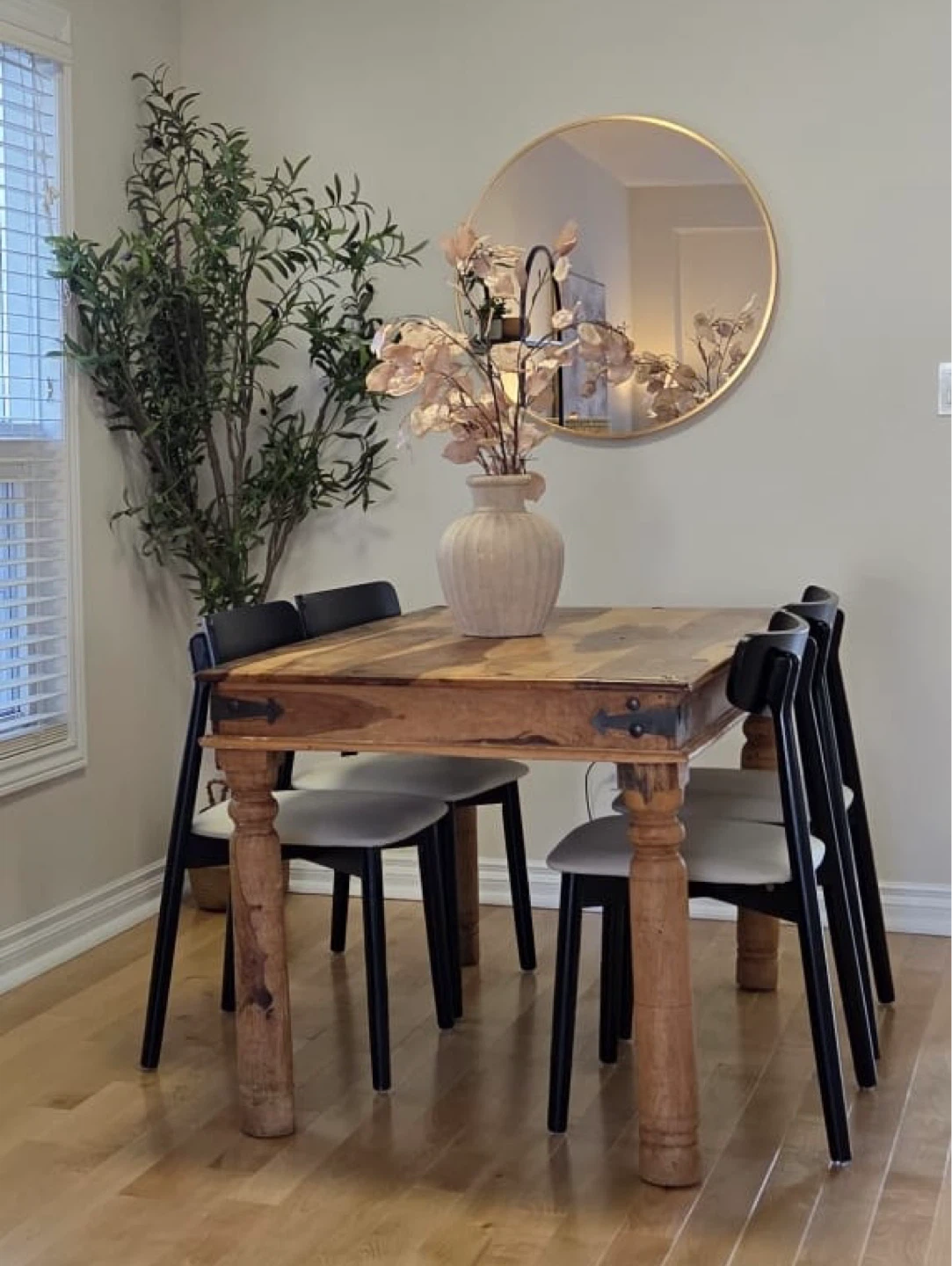 Rustic Solid Wood Farmhouse Dining Table – 55”