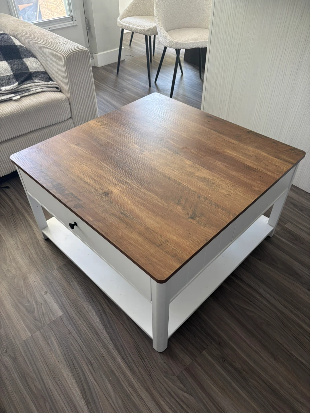 Square Coffee Table with Drawer and Shelf - photo 2