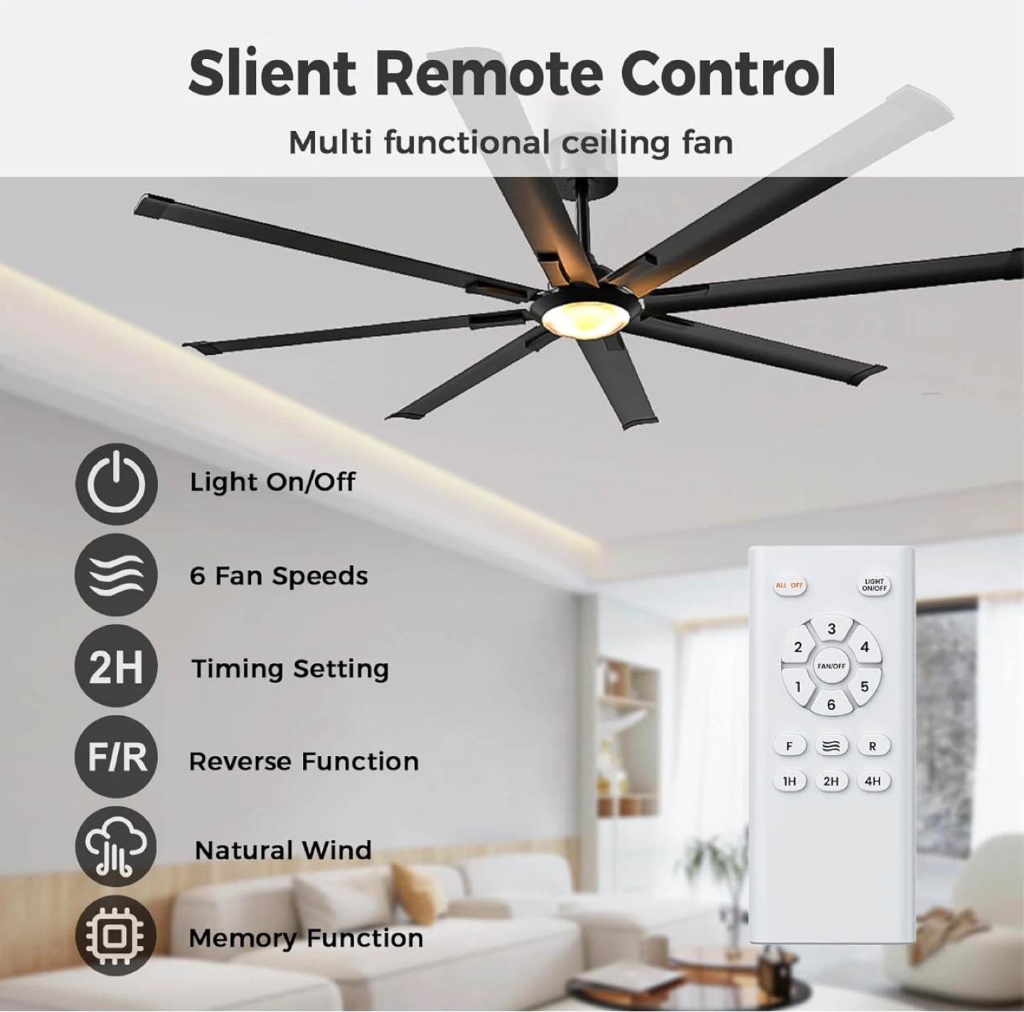 Silent Remote Control Multi-functional Ceiling Fan - photo 2