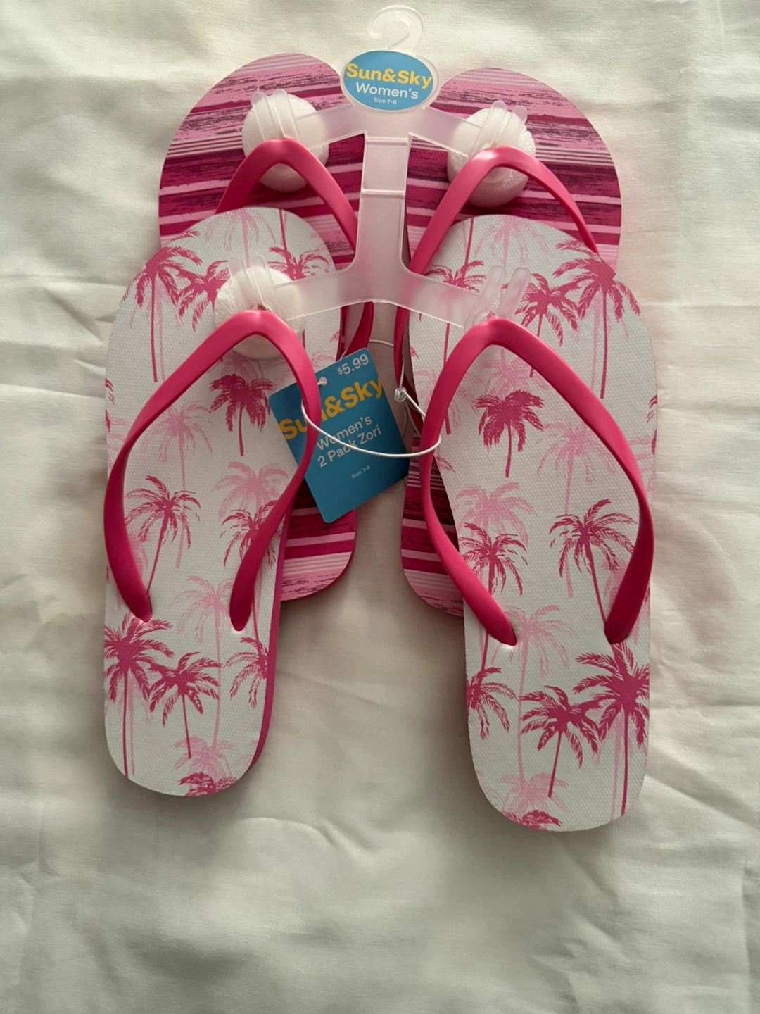 Ladies, two pack of flip-flops size 7/8