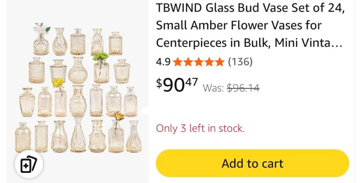 New Small Glass Bud Vase Set of 24 Amber - photo 5