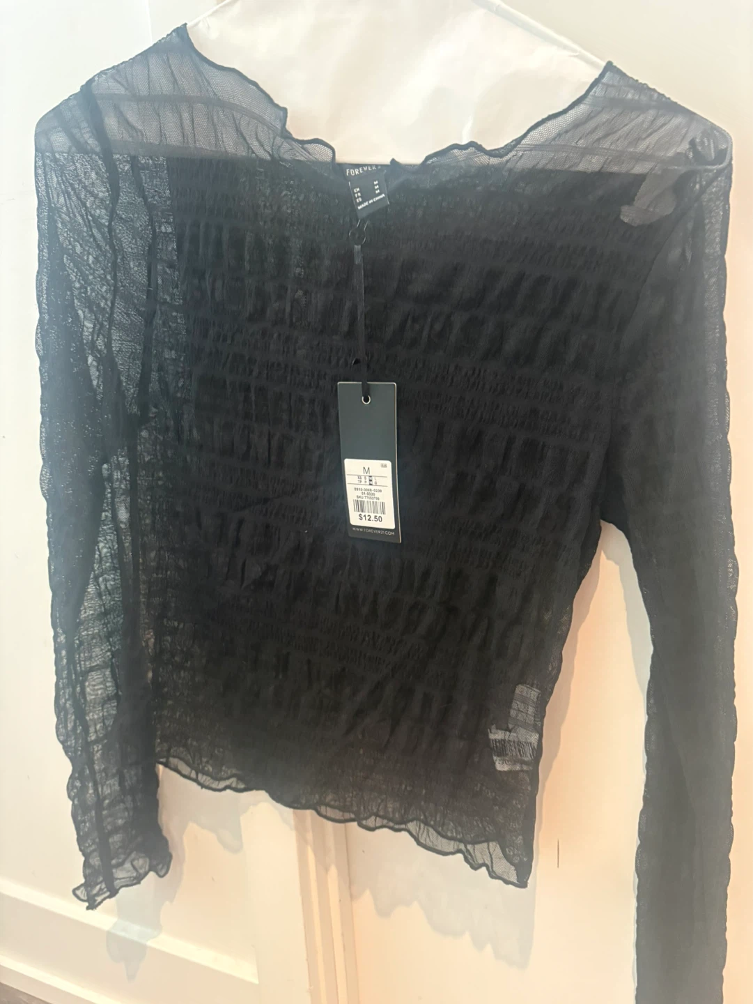 Forever 21 Black Sheer Long Sleeve Top