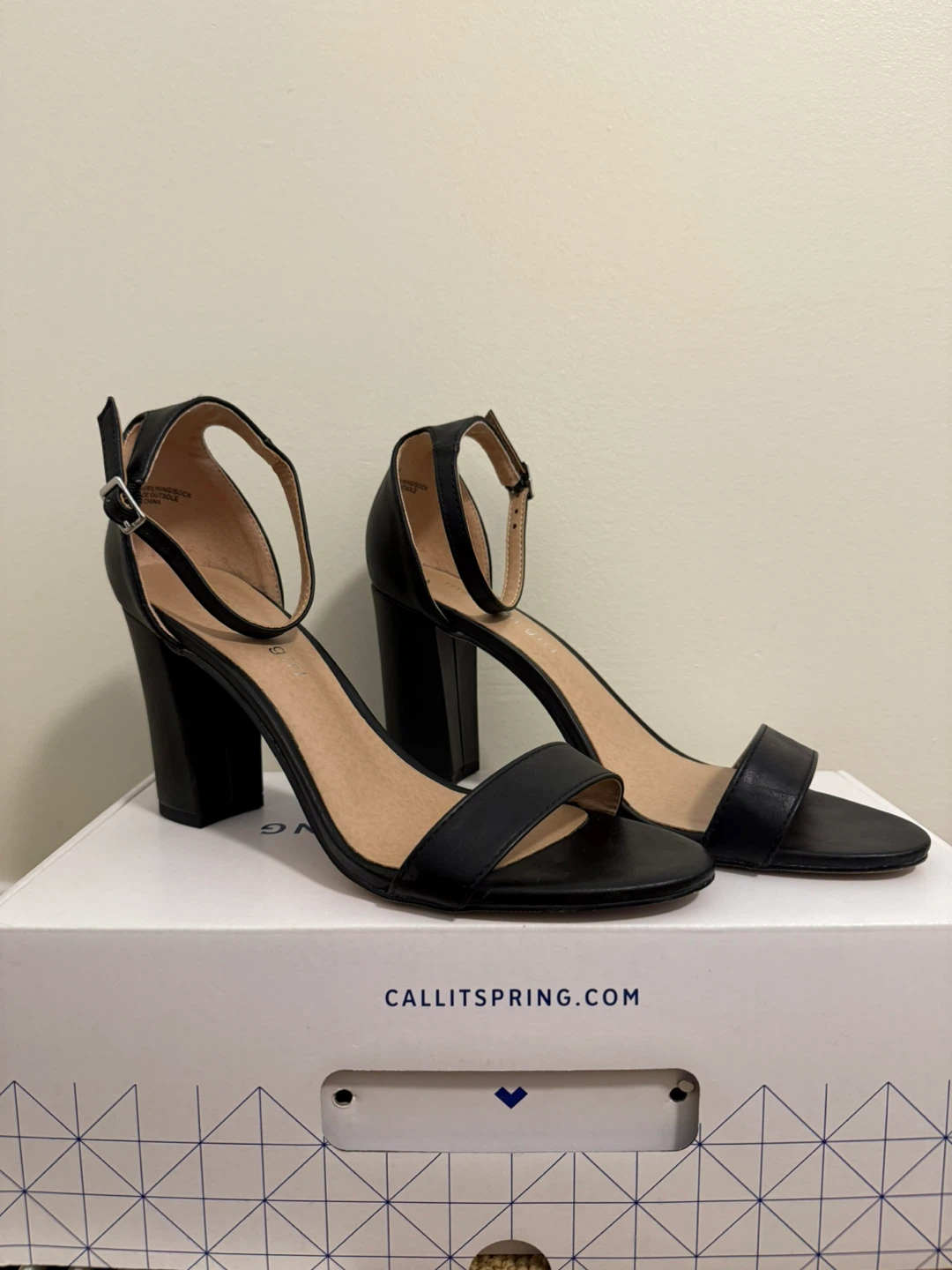 Call It Spring Black Block Heel Sandals