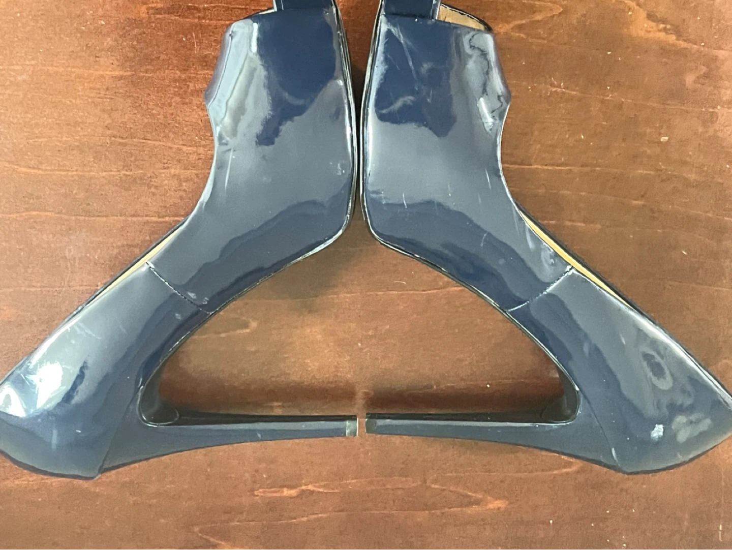 Guess Navy Blue Patent Peep Toe Heels - photo 3