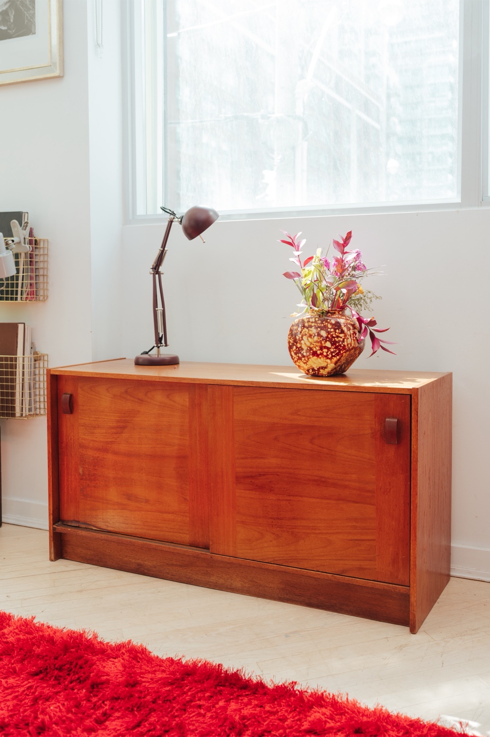 Teak MCM Sliding Door Cabinet - photo 3